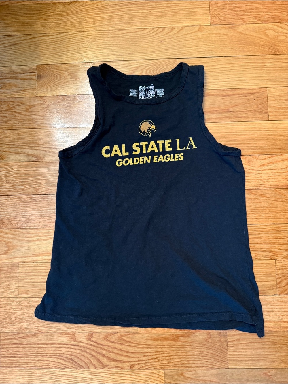Original Retro Brand Black Tank Top with Gold Cal State LA Graphic